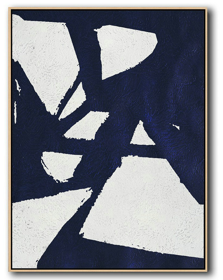 Buy Hand Painted Navy Blue Abstract Painting Online,Extra Large Canvas Art,Handmade Acrylic Painting #F7R8